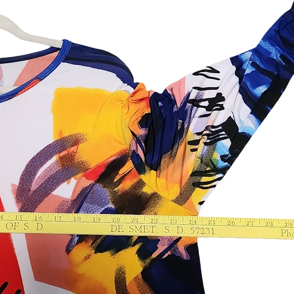 JESS & JANE Monet Print Tunic Top Plus Size 1X Colorful Abstract Art Made in USA - Picture 11 of 14
